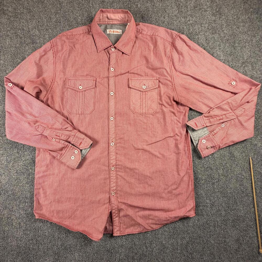Michael Brandon‎ Men's Casual Button-Up Shirt, Red, Large #983